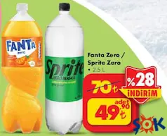 FANTA ZERO/SPRİTE ZERO GAZOZ 2,5 L